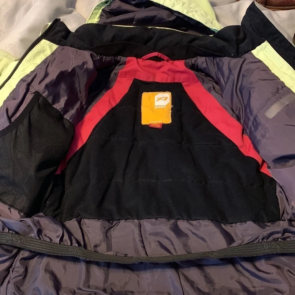 ORAGE girls size 10 mint green ski coat warm winter Y2K